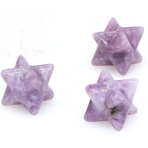 Lepidolite merkaba hmatka from natural stone 13 mm, amulet of athletes