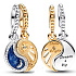 Charm Sterling silver 925 Yin & Yang, sun and moon divisible pendant on bracelet, symbol