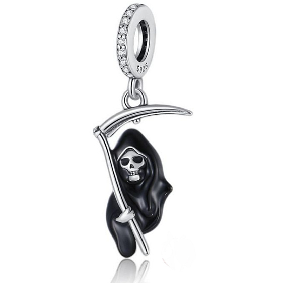 Charm Sterling silver 925 Death with Scythe, Halloween bracelet pendant