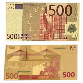 Talisman Gold plastic banknote 500 EUR Talisman Gold plastic banknote 500 EUR