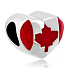 Charm Sterling Silver 925 Canadian Flag Heart - I Love Canada, Travel Bracelet Bead