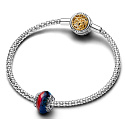 Charm Sterling silver 925 Game of Thrones Ice and Fire Dragon, double Murano glass bead on bracelet, film