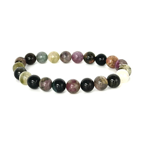 Tourmaline coloured bracelet elastic natural stone, ball 8 mm / 16-17 cm, AAA guardian of good mood