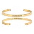 Stainless steel bracelet gold-plated with double-sided engraving I am the storm, open cuff, 4 mm