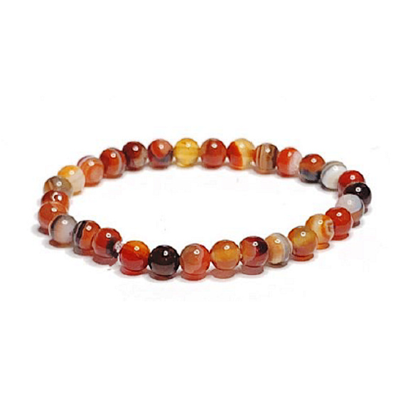 Agate yellow bracelet elastic natural stone, ball 6 mm / 16 - 17 cm
