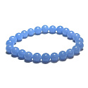 Jade Luminois Light Phosphorescent, blue glow in the dark, bracelet elastic natural stone, bead 8 mm / 16 - 17 cm
