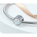 Charm Sterling silver 925 Minimalist vine, Opal synthetic, bead for bracelet, symbol