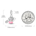 Charm Sterling silver 925 For baking lovers, 3in1 food bracelet pendant