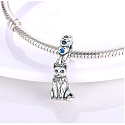 Charm Sterling silver 925 Cat with beautiful blue eyes, animal bracelet pendant