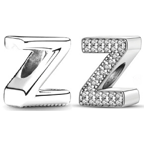 Sterling silver 925 Alphabet letter Z, bead for bracelet