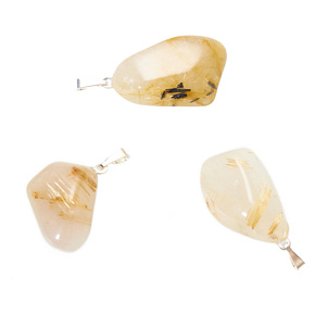 Crystal with rutile Trommel pendant natural stone M, approx. 3 cm, stone of stones Crystal with rutile Trommel pendant natural stone M, approx. 3 cm, stone of stones