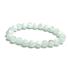 Angelite bracelet elastic natural stone, ball 8 mm / 16 - 17 cm, stone of peace