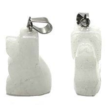 Quartz Dog pendant natural stone, hand cut figurine 1,8 x 2,5 x 8 mm, the most perfect healer