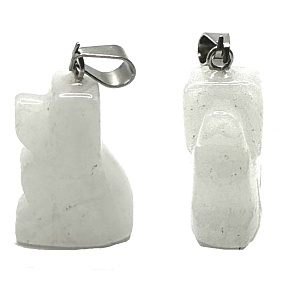 Quartz Dog pendant natural stone, hand cut figurine 1,8 x 2,5 x 8 mm, the most perfect healer