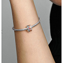 Charm Sterling silver 925 Heart and horseshoe, 4 rings - rotating bead on bracelet love