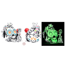 Charm Sterling silver 925 Disney Pixar Coco Miguel & Dante skull glow in the dark, Luminous bead bracelet, Halloween