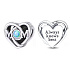 Charm Sterling silver 925 Openwork charm for mom and heart, bead on bracelet family