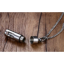Commemorative urn pendant, Hollow tube waterproof, stainless steel, 12 x 48 mm + chain 60 cm