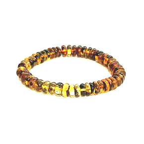 Amber Baltic bracelet elastic natural disc, 16 - 17 cm wisdom - health - kindness