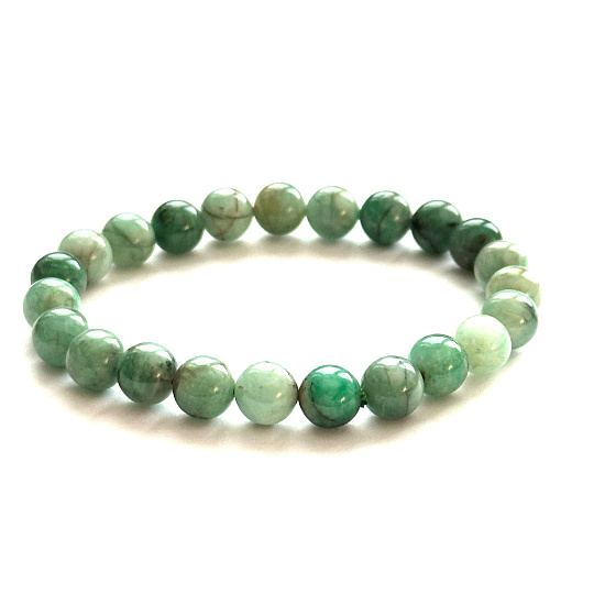 Emerald stone bracelet 8-9mm/16 - 17cm, Emerald A+++, truth-love-happiness-prosperity-creativity
