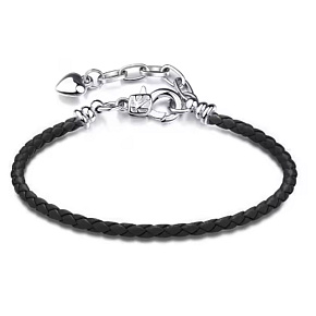 Černý kožený náramek 21 cm – kovové zapínání