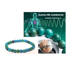 Chrysocolla against diabetes, elastic bracelet, ball 6 mm / 16 - 17 cm, King Solomon stone