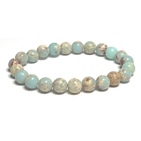 Jasper / Shushan stone bracelet elastic natural stone, ball 8 mm / 16 - 17 cm