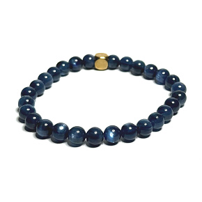 Kyanit blue bracelet elastic natural stone, ball 6 mm / 16-17 cm, stone link