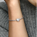 Charm Sterling silver 925 Heart, mother, clover, bead on bracelet family