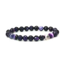 Agate purple facet bracelet elastic natural stone, ball 6 mm / 16 - 17 cm, symbolizes the element of earth
