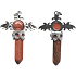 Goldstone gold cross made of alloy and natural stone 5.3 x 3.7 x 12 mm, stone of ambition