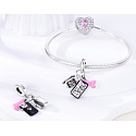 Sterling silver 925 Phone, headphone and smart watch 3in1, pendant on bracelet interests