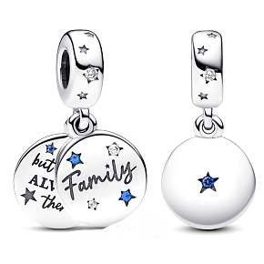 Charm Sterling Silver 925 Family Love, 2-in-1 Family Bracelet Pendant