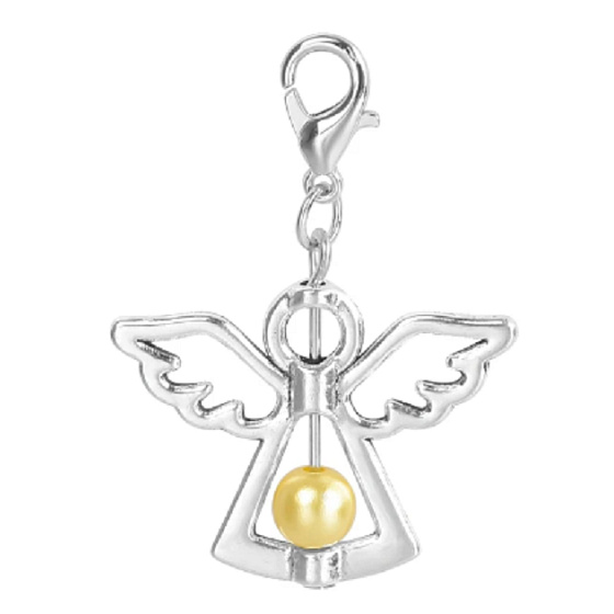 Guardian angel pendant with yellow pearl 29 x 37 mm