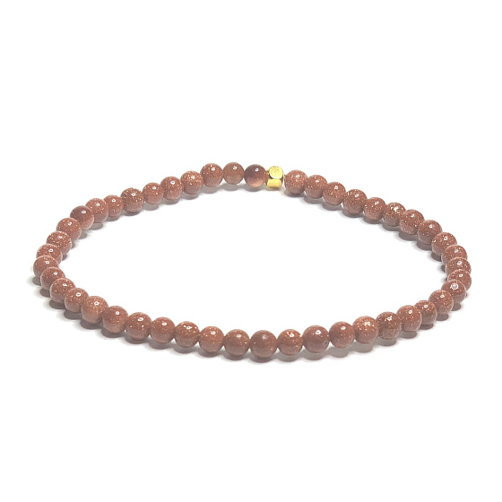 Goldstone gold elastic bracelet, ball 4 mm / 16 - 17 cm, ambition stone