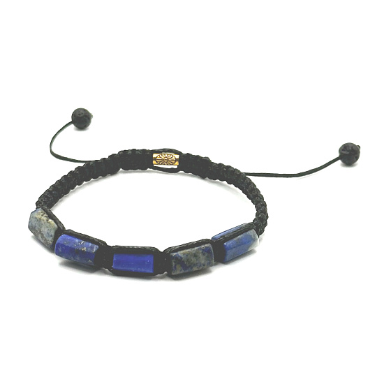 Lapis Lazuli natural stone bracelet, hand knitted, adjustable size, harmony stone