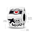 Sterling Silver 925 Travel the World Cube Charm, Travel Bracelet Bead