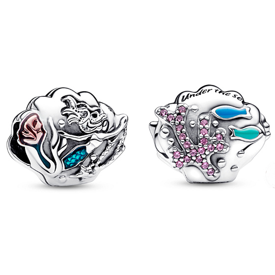 Sterling silver 925 Disney Little Mermaid Ariel, shell, bead for bracelet