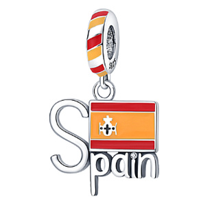 Charm Sterling silver 925 Spain flag, travel bracelet pendant