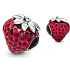 Sterling silver 925 Strawberry with grains, bead for bracelet, food and drink