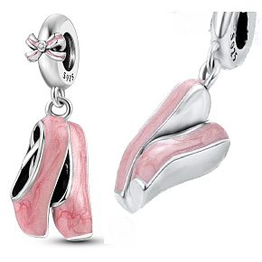 Charm Sterling silver 925 Chic style - pink ballerinas - ballet, pendant for bracelet interests Charm Sterling silver 925 Chic style - pink ballerinas - ballet, pendant for bracelet interests