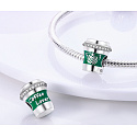 Charm Sterling silver 925 For coffee lovers - Coffee cup, bead for bracelet, food and drink