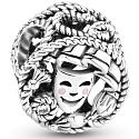 Sterling silver 925 Theatrical masks, tragedy and comedy, bead on bracelet symbol