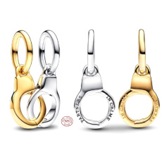 Charm Sterling Silver 925 Openable and Divisible Handcuffs, Friendship Bracelet Pendant