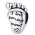 Sterling silver 925 I love you dear mom, footprint, bead for bracelet family