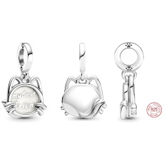 Sterling silver 925 My kitty - my best friend, 2in1 pendant for pet bracelet