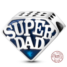 Sterling silver 925 Super Dad, bead on bracelet family