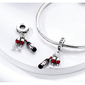 Sterling silver 925 I love wine - bottle + glasses, 2in1, pendant for bracelet, food and drink