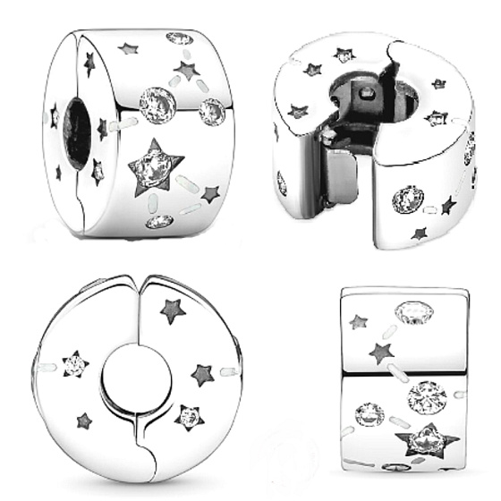 Charm Sterling silver 925 Stars and galaxies, stopper, clip bead for bracelet universe