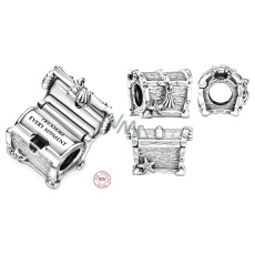 Charm Sterling silver 925 Treasure chest, bead on bracelet symbol
